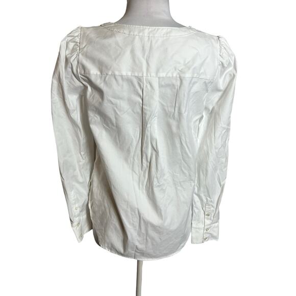 Veronica Beard long sleeve poplin top puff shoulder white Sz M - Picture 2 of 6